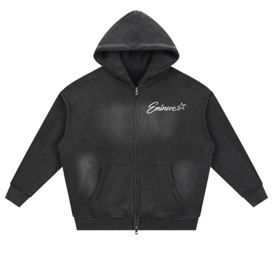 Eminere Star Sunfade Zipper Boxy Fleece Hoodie