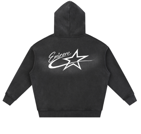 Eminere Star Sunfade Zipper Boxy Fleece Hoodie