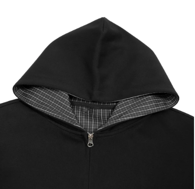 Eminere Plaid Boxy Zip Hoodie