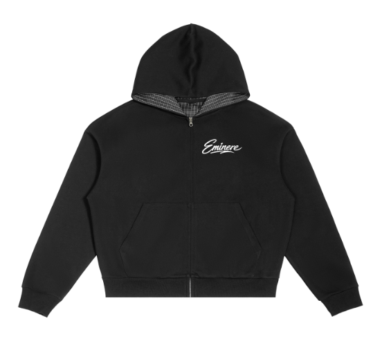 Eminere Plaid Boxy Zip Hoodie